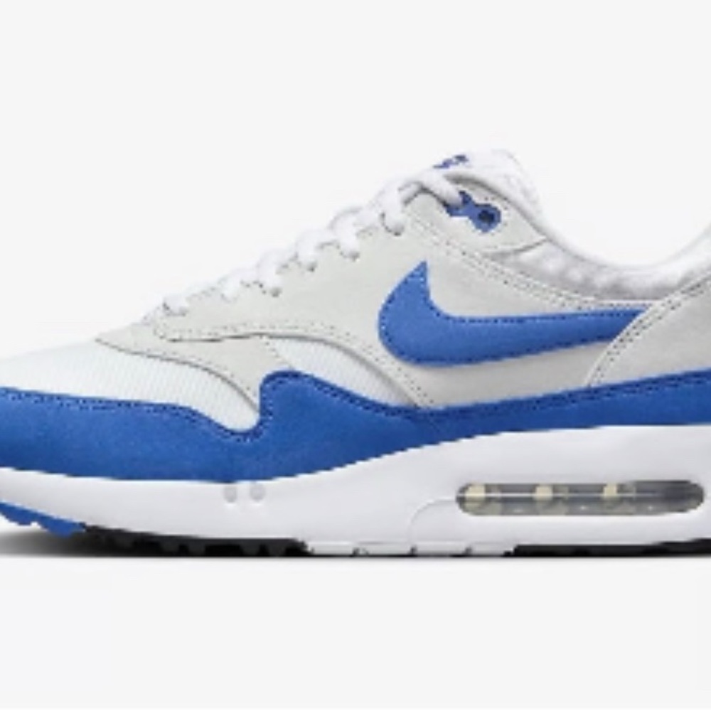 Nike Air Max 1 Women’s Shoes White and Royal Blue Sneakers Size 7